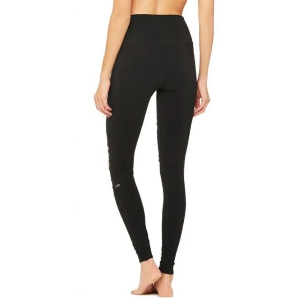 Alo High-Waist Extreme Ripped Warrior Leggings Black Edgy Hi-Rise Destroyed Pant